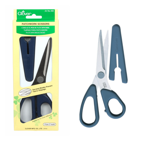 CLOVER Patchwork Scissors Stainless Steel Serrated Blades 17cm (7"Inch) Medium 493 - CV493