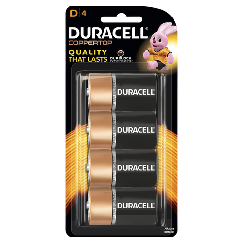 Duracell D Size Batteries Coppertop Alkaline Battery - 4 Pack