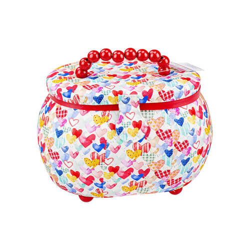 Birch Sewing Basket Small Oval Crafts Hobby Basket 010905 - Hearts Multi