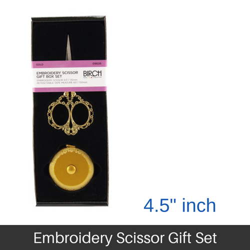 BIRCH Embroidery Scissor 2 Piece Gift Box Set With Tape Measure GOLD - 018026