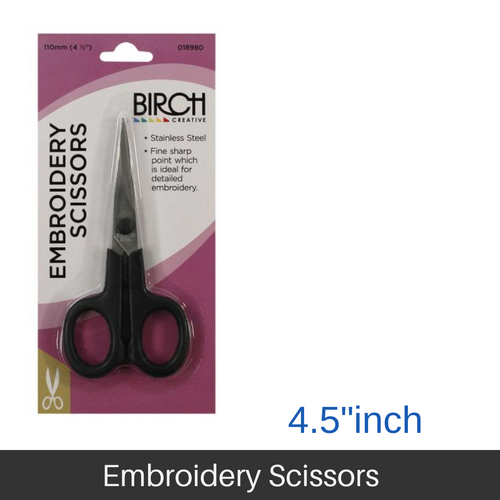 BIRCH Embroidery Scissors S/Steel Blades Sharp Point 110mm (4.5"Inch) - 018980