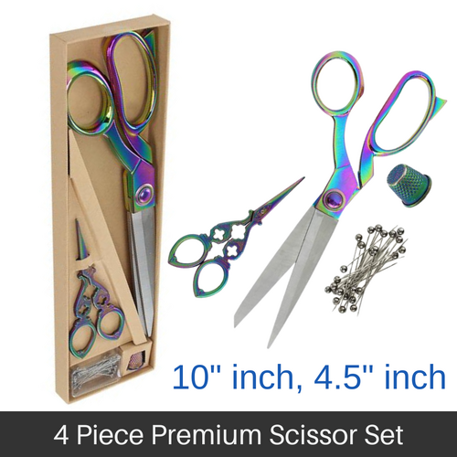 BIRCH Premium Dressmaker Scissors + Embroidery Scissors, Pins and Thimble Rainbow - 018019