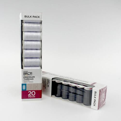 20 x Birch Premium 100% Polyester Sewing Thread (300m) Rolls BULK BUY - Black