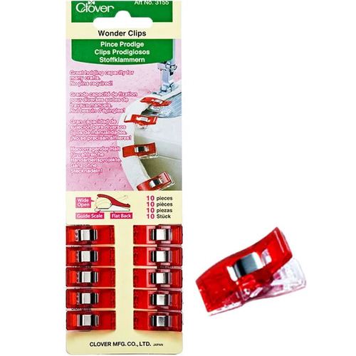 CLOVER Wonder Clips 10 Pack Small Art No. 3155 - RED