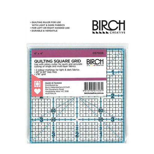 Birch Creative Quilting Square Ruler - 4"x 4"- 057008
