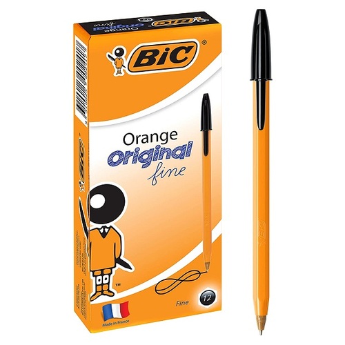 BIC Original Ballpoint Pen Fine 0.8mm BLACK 952000 - 12 Pack