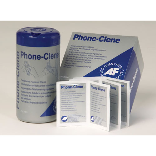 AF Phone-Clene Telephone Cleaning & Sanitiser Wipes Satchets - Box of 100