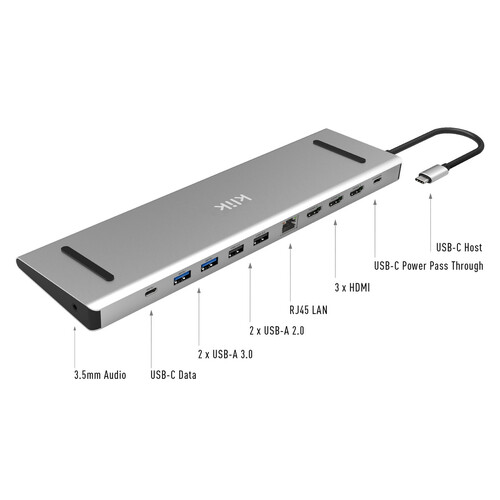 Klik USB-C Windows Laptop Stand & Triple 4K HDMI Multi-Port Adapter