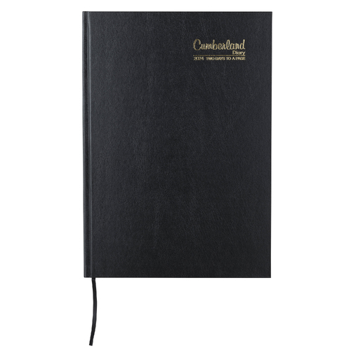 2024 Cumberland A4 Casebound Diary 2 Day To Page 42ECBK24 Diaries - Black