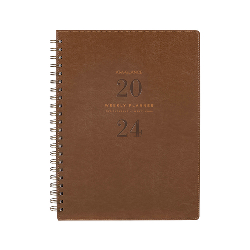 2024 At A Glance A4 Week To Open Signature Diary Planner Diaries - Brown