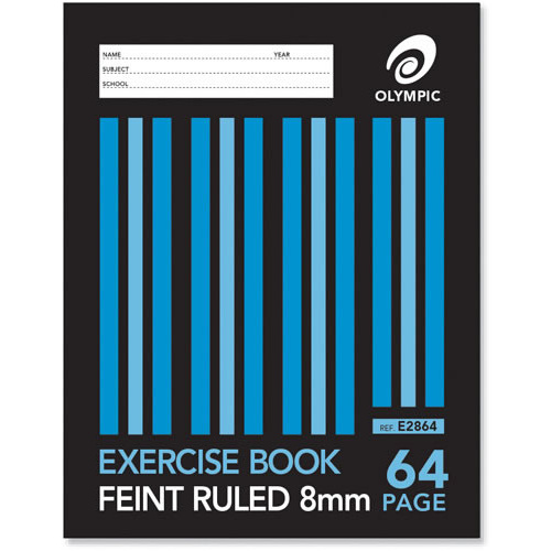 Olympic Exercise Book 8mm Ruled 64 Page - 20 Pack