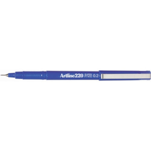 Artline Marker 220 Superfine Point 0.2mm Pen Blue - 12 Pack