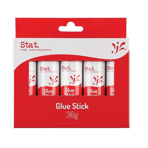 Stat Glue Stick 36gm Acid Free Dries Fast & Clear - 5 Pack