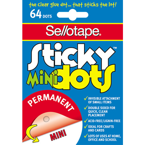 Sellotape MINI Sticky Dots 64 Dots - Permanent