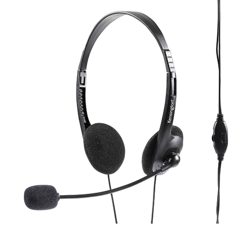 Kensington Headphones With Microphone and Volume Black - 33467
