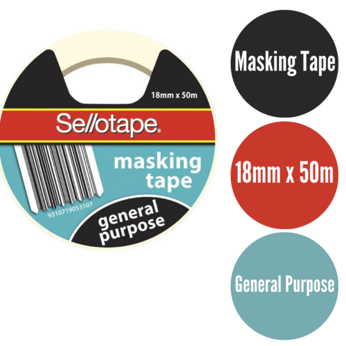 Sellotape Masking Tape General Purpose 18mmx50m - Cream
