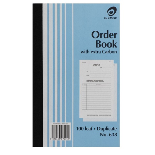 1 x Olympic 638 Order Book Carbonless Duplicate 125 x 200mm - 140863