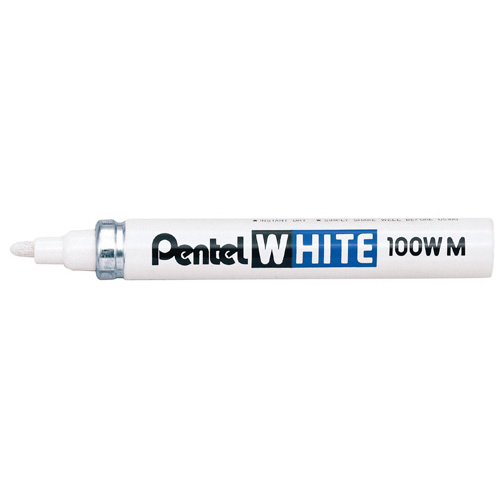 12 X Pentel 100W-M Bullet Permanent White Marker