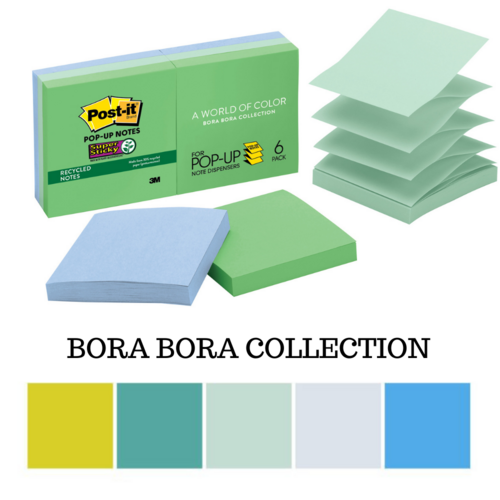 Post-it Super Sticky Notes Pop-Up Bora Bora Collection R330-6SST 76 x 76mm - 6 Pack