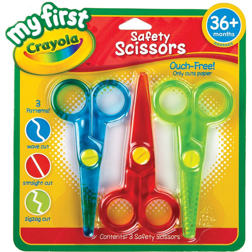 3 Pack Crayola My First Safety Scissors 3 Patterns Ages 3+ Crafts Scissors - 04325
