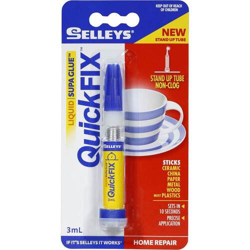 Selleys Glue Supa Glue 3ml Liquid Quick Fix Super Glue - 1 Pack