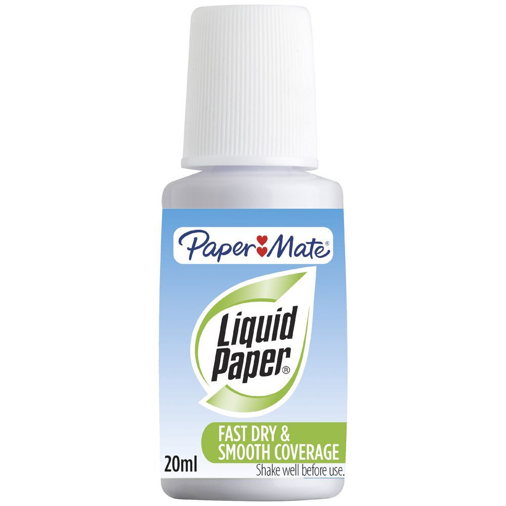 Paper Mate Liquid Paper Fast Dry Correction Fluid, 22 ml Bottle, White, 3/Pack