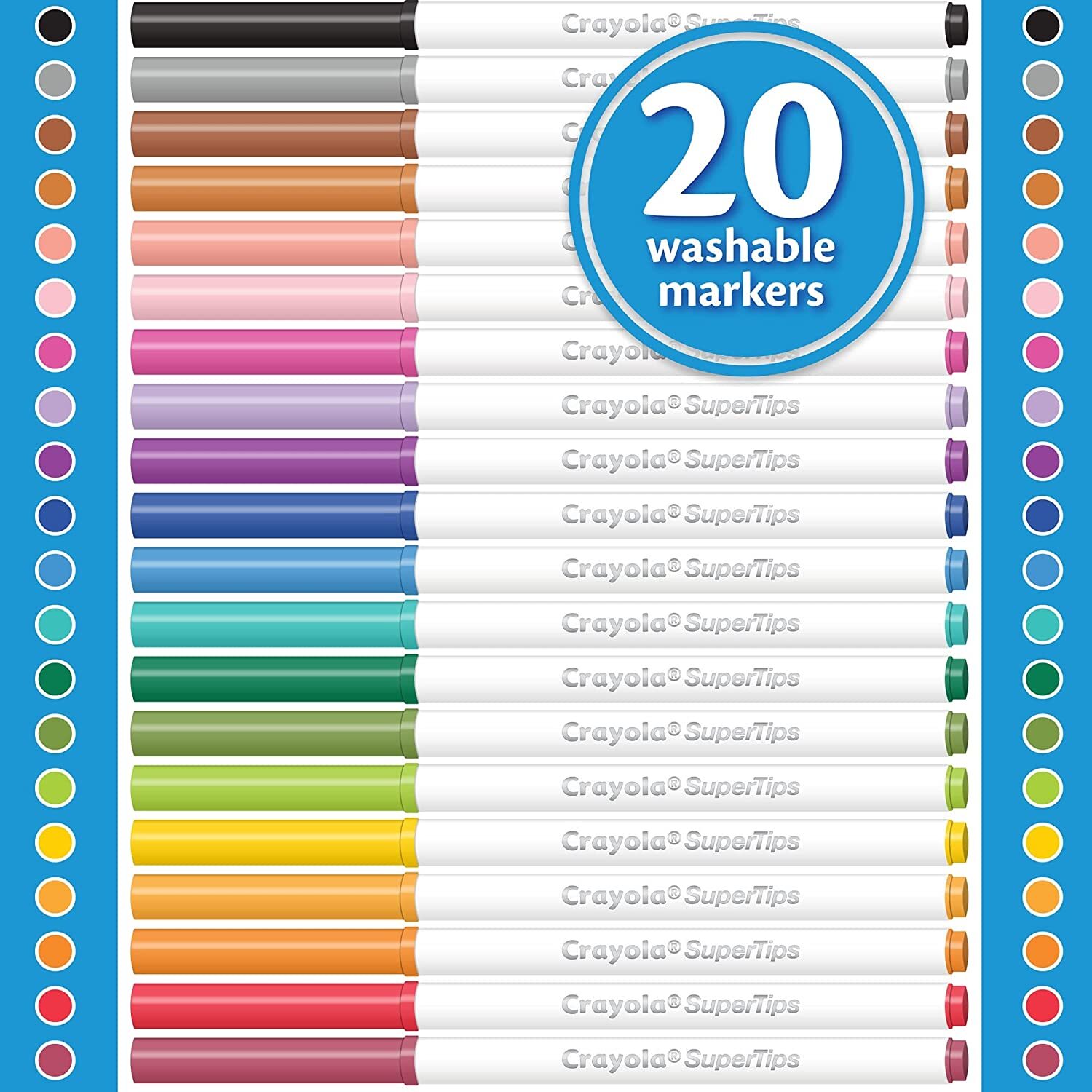 Crayola Super Tips Washable Markers 20 Count Draw Thin or Thick Lines NIB