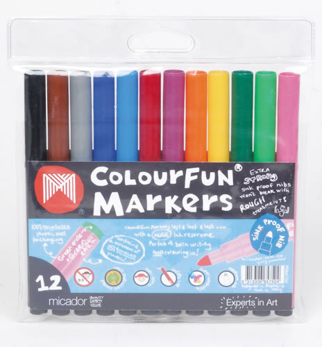 Micador Colourfun Coloured Markers Assorted Pack 12