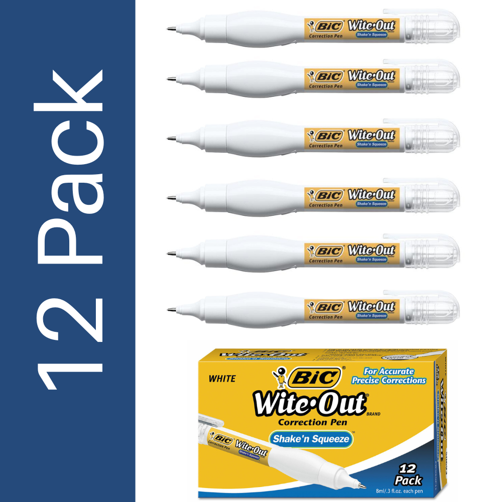 Bic Wite-Out Shake 'n Squeeze Correction Pen, 8 mL, White