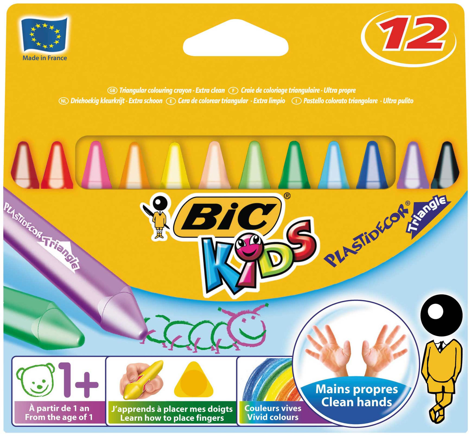 BIC Kids Plastidecor Triangle Crayons 12-set