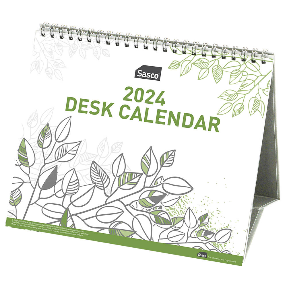 Sasco 2024 Desk Calendar Trifold GREEN 1070424 210x180mm