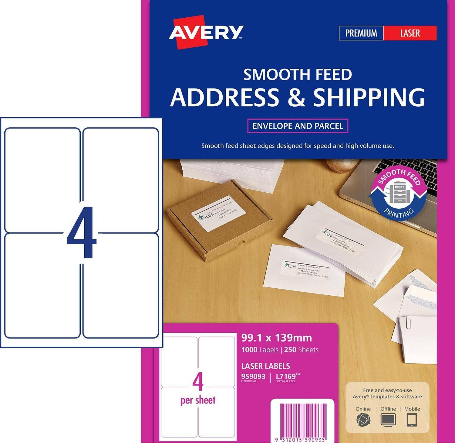 Avery L21 Label Laser Parcel 21 Per Page 21 Pack - 21 Regarding 4 Per Page Label Template