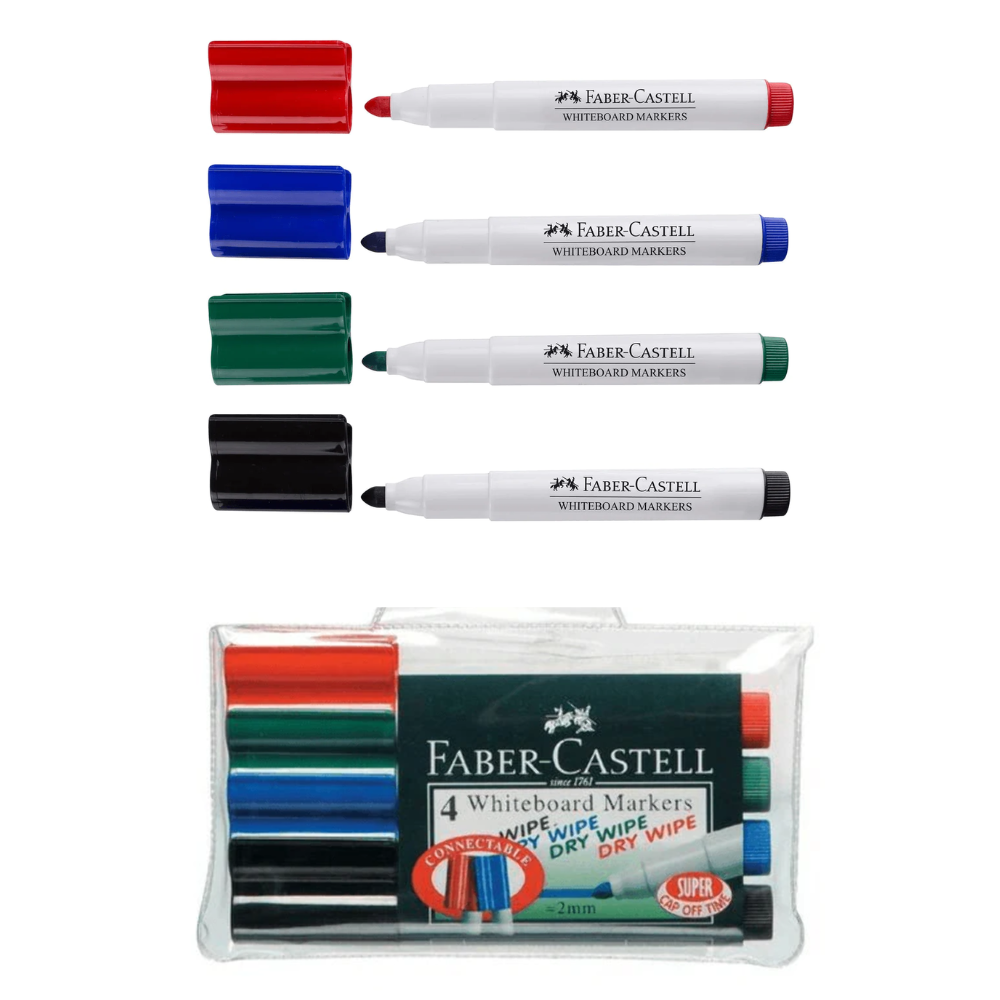 Faber-Castell Bi-Colour Magnetic Whiteboard Markers 4 Pack