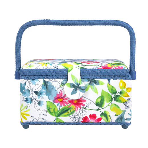 Small Sewing Basket Rectangle With Secure Closure For All Sewing Accessories | 25 x 14 x 18.5cm | 010908 - FLORAL BURST