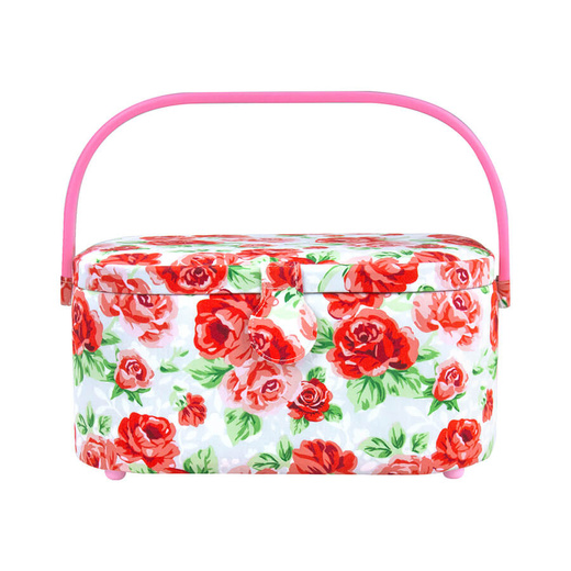 Medium Sewing/Craft Basket  With Secure Closure, Nifty Pockets & Pin Cushion "BIRCH" | 30 x 20.5 x 16cm | 011003 - ROSES