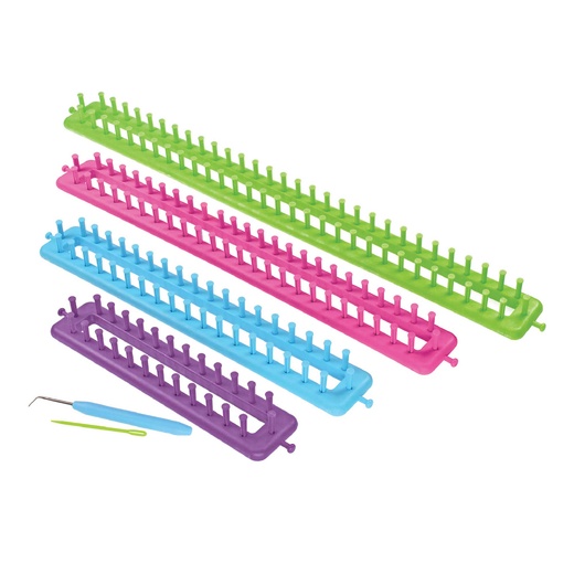 Long Knitting Loom Set Includes Needle, Hook and 4 Looms "BIRCH"  | 25.4, 35.5, 45.7, 55.9 | - 020316