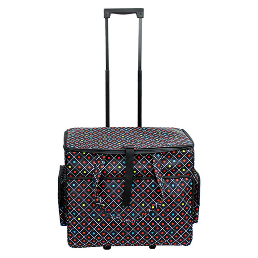 Sewing Machine/ Overlocker Trolley Tote Bag On Wheels Sturdy With Ample Storage & Zippered Pockets | 43.1 X 20.3 X 34.2CM | - 036068