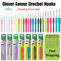 Clover Amour Crochet Hook Ergonomic Grip 0.6mm - 15.0mm Sizes Available - Choose Your Size