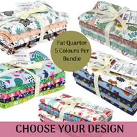 Birch Fabric Fat Quarter Bundles 100% Cotton 5 Colours Per Bundle