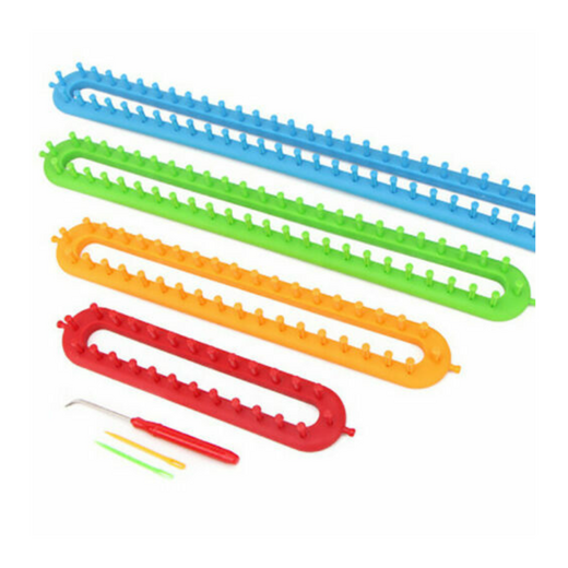 Oblong Knitting Loom 4 Piece Set Includes 4 x Looms 1 Hook, Needle, & Instructions "SEW EASY" | Size: 26,36,47,58cm | - KCN020