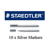 10 X Staedtler Metallic Markers ,Ideal for Scrapbooking  - Silver
