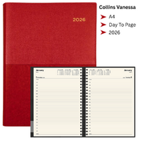 2026 Collins A4 Vanessa Diary Day To Page 145.V15 - Red