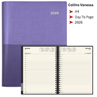 2026 Collins A4 Vanessa Diary Day To Page 145.V55 - Purple