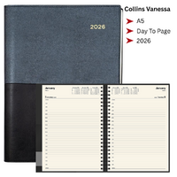 2026 Collins A5 Vanessa Diary Day To Page 185.V99 - Black