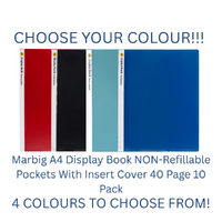 Marbig A4 Display Book NON-Refillable Pockets With Insert Cover 40 Page 10 Pack - CHOOSE YOUR COLOUR!!