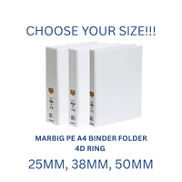 Marbig PE A4 Binder Insert Clearview 4D Ring - Choose Your Size