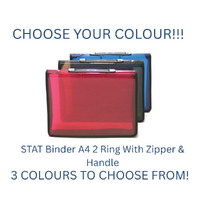 STAT Binder A4 2 Ring With Zipper & Handle