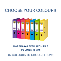 Marbig A4 Lever Arch File PE Linen - Choose Your Colour
