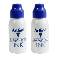 2 X Artline Stamp Pad Inks 50CC Stamp Pad Ink Refill - Blue
