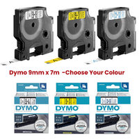 Dymo Label Tape D1 9mmx7m Water Resistant Assorted Colours - Choose your Type